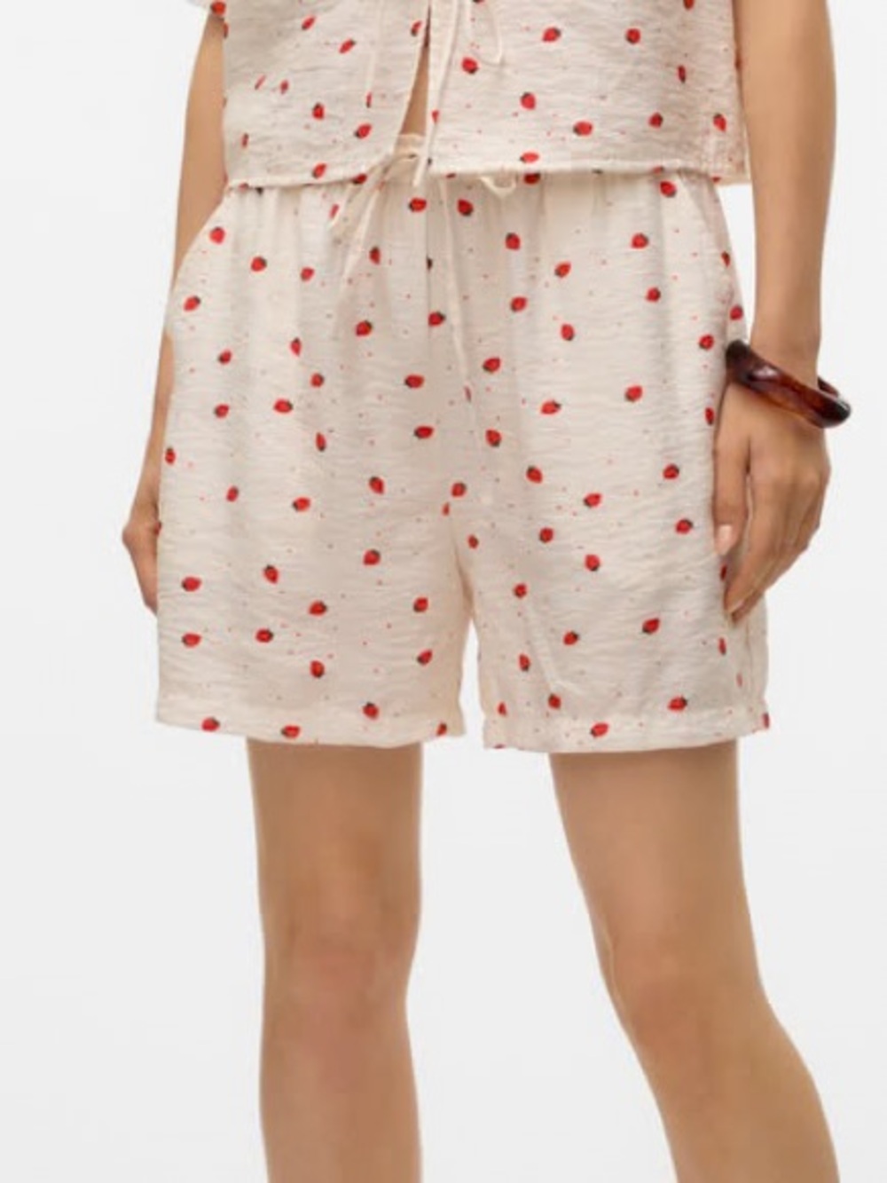 Vero Moda Cream Shorts with Red Spot Print